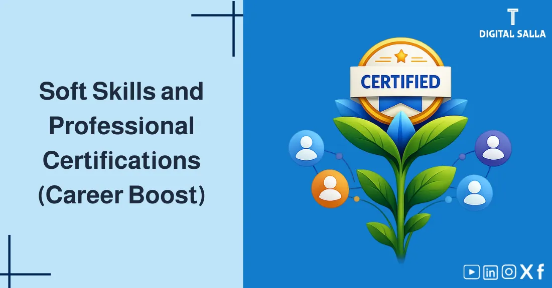 Professional certifications design with icons for CPA, ACCA, CMA, and career growth arrows.