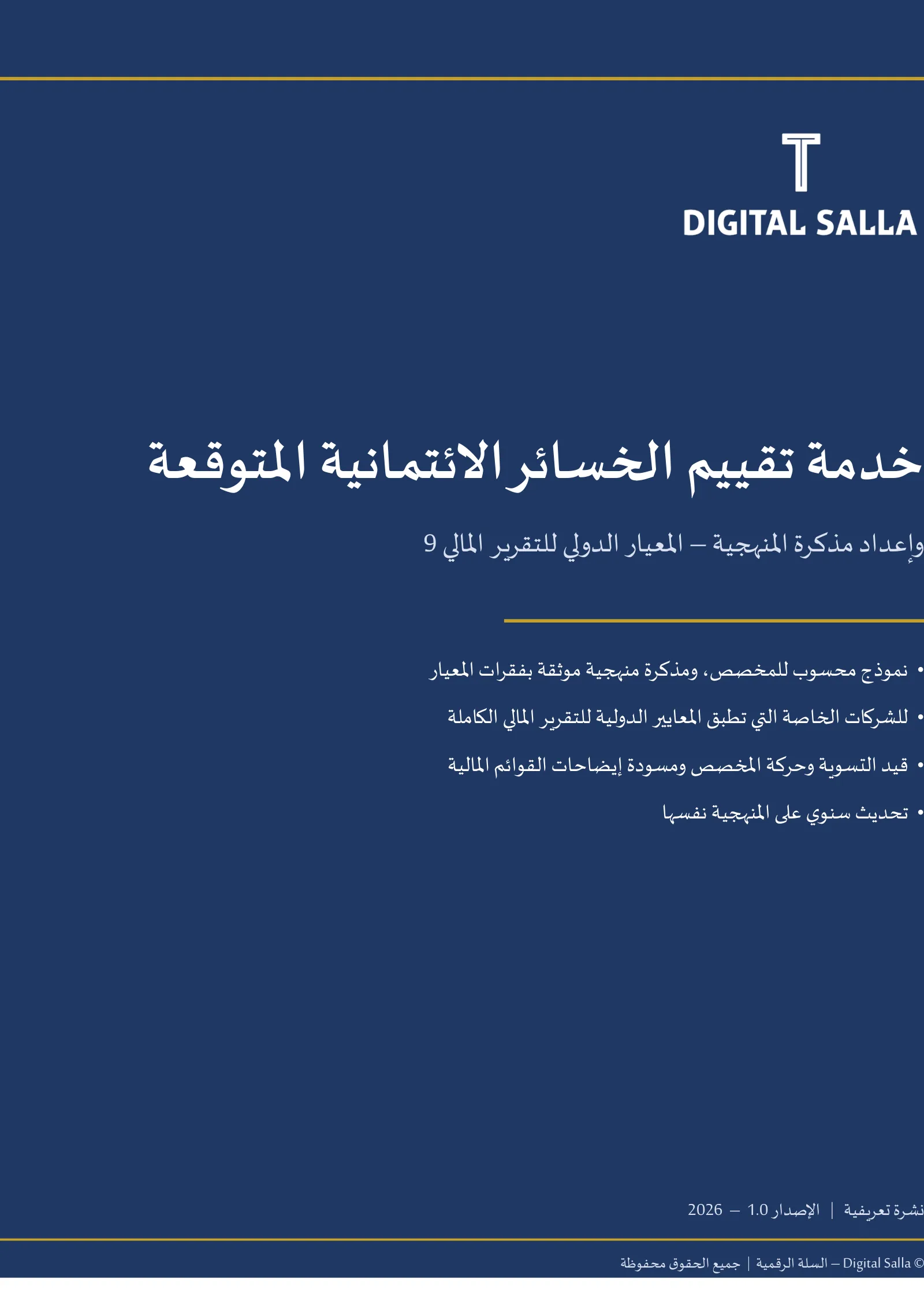 خدمة تقييم الخسائر الائتمانية المتوقعة وإعداد مذكرة المنهجية (IFRS 9)