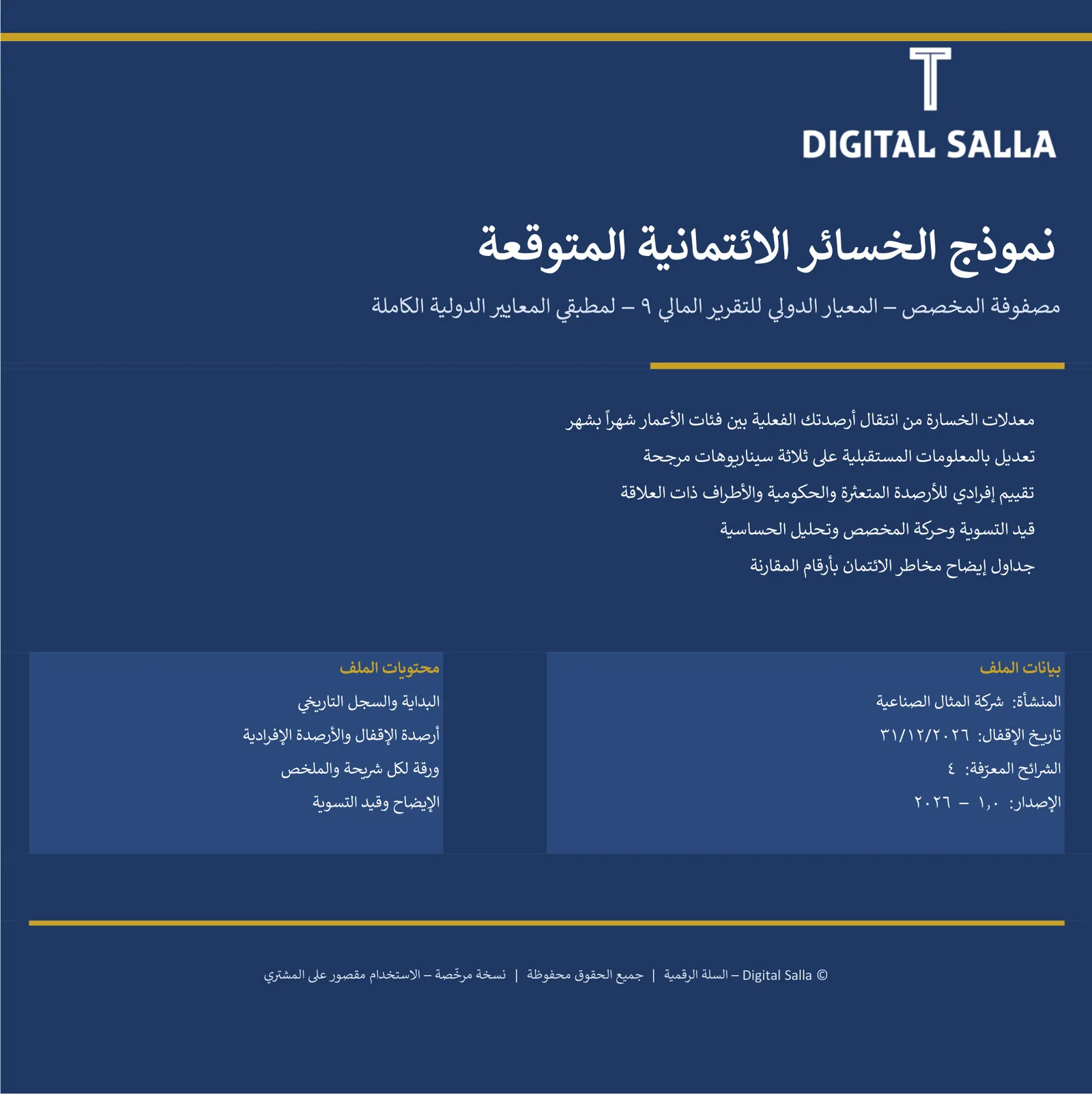 نموذج الخسائر الائتمانية المتوقعة IFRS 9 – مصفوفة المخصص