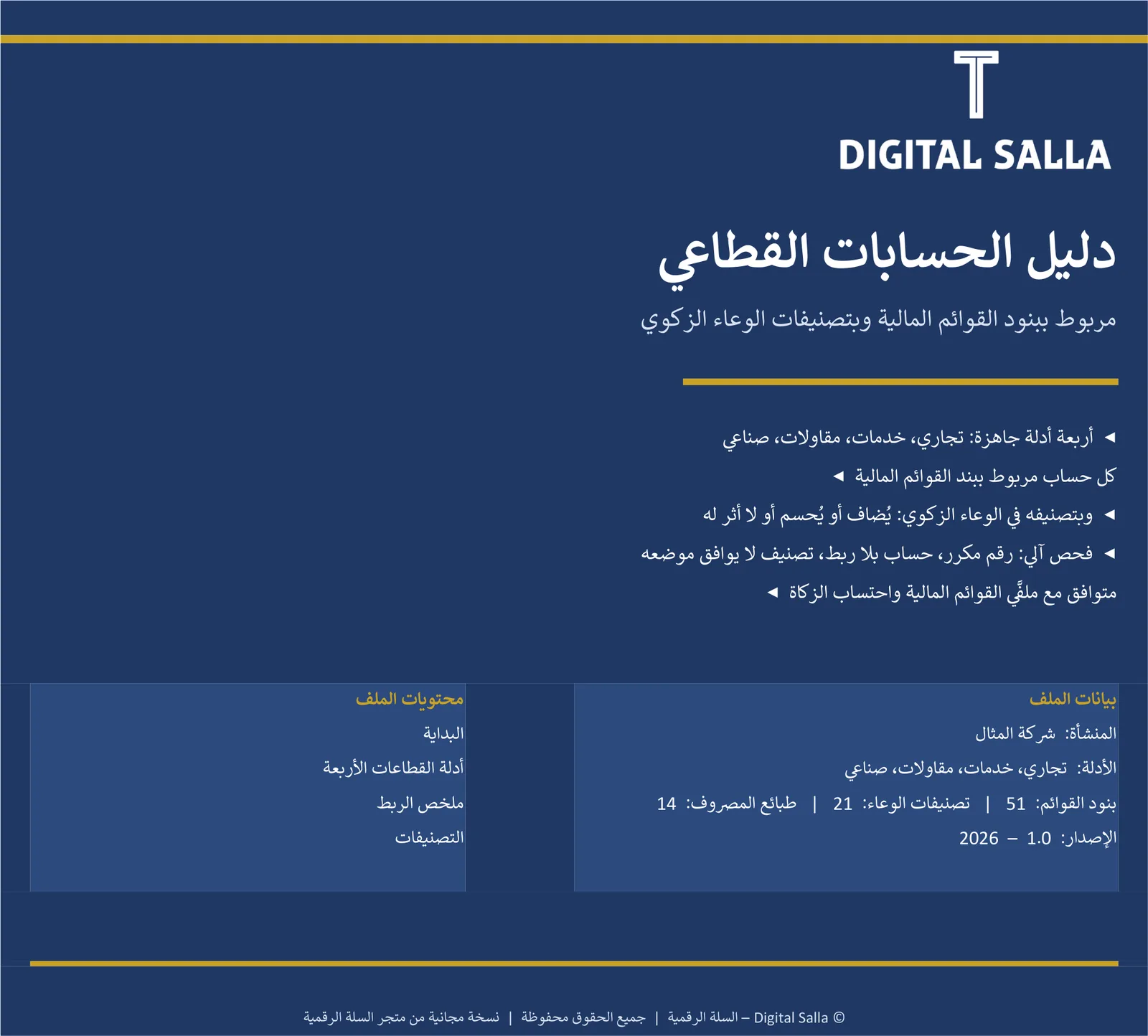 دليل حسابات قطاعي مربوط ببنود القوائم المالية والوعاء الزكوي