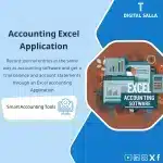 Accounting Excel Template, showing an accounting Excel program interface, with various graphics and icons indicating financial accounts, helps simplify the accounting process using Excel. (Image: Accounting excel spreadsheet)