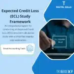 Expected Credit Loss (ECL) Study Template, showing a computer program interface with symbols and numbers for financial statistics, and an ECL icon, helps simplify the process of conducting an expected credit loss study. (Image: ECL financial study software with statistics.)