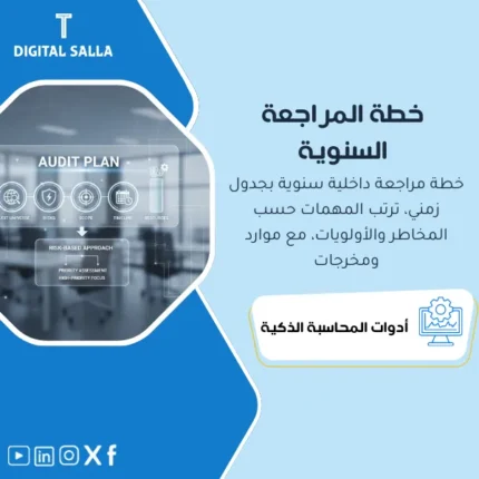 غلاف خطة المراجعة الداخلية السنوية يوضح جدول زمني للمراجعات حسب المخاطر والنطاق والموارد وتواريخ التنفيذ