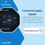 غلاف Covenants Tracker يوضح حساب نسب التعهدات البنكية ومقارنتها بالحدود مع إنذار مبكر وتقرير امتثال