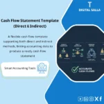 Cover of the Cash Flow Template showing indirect/direct cash flow preparation with working capital adjustments and cash tie-out
