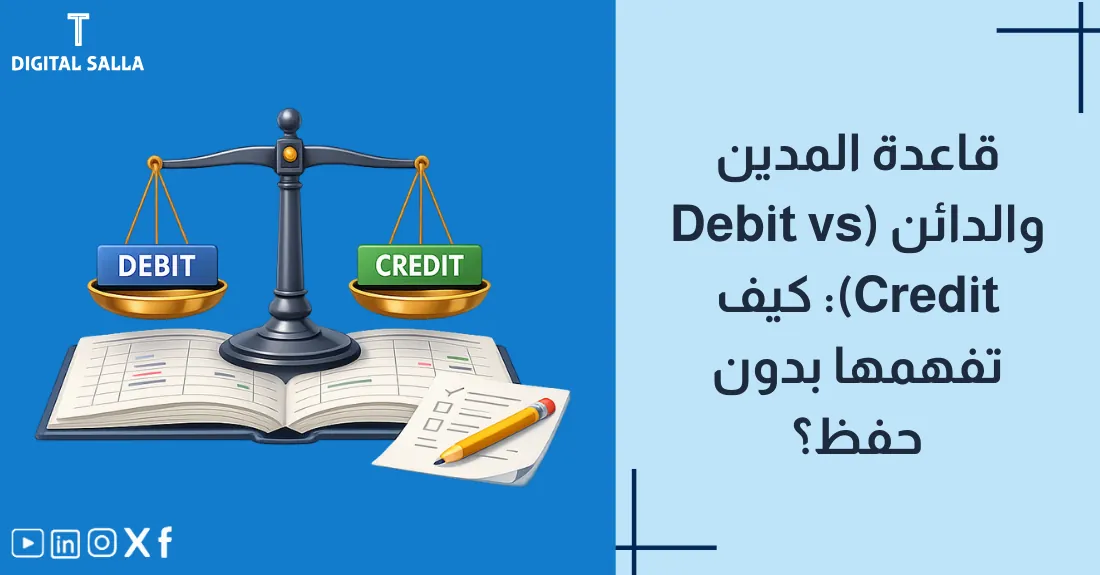 صورة بعنوان قاعدة المدين والدائن مع رسم ليدين تتبادلان المال للتعبير عن الأخذ والعطاء (المدين والدائن).