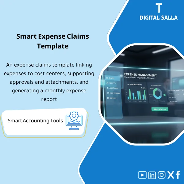 Employee-Expense-Claims-EN-89 Cover of the Expense Claims Template showing claim submission with receipts
