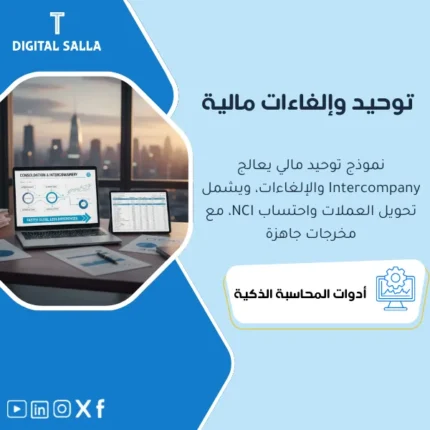 غلاف باقة الشركات والمجموعات لتوحيد القوائم المالية يوضح Intercompany وEliminations وأساسيات TP
