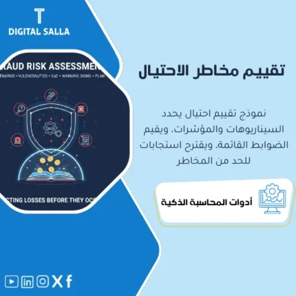 غلاف تقييم مخاطر الاحتيال يوضح سيناريوهات الاحتيال ونقاط الضعف وSoD ومؤشرات إنذار مع خطة ضوابط واختبارات
