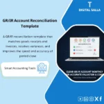 Cover of the GR/IR Reconciliation Template showing “receipt without invoice” and “invoice without receipt
