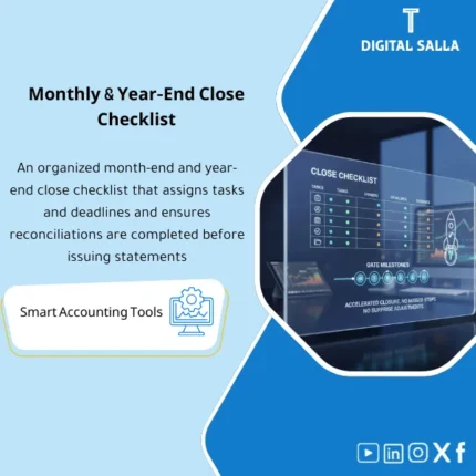 Cover of the Close Checklist showing monthly/annual close tasks with reconciliations