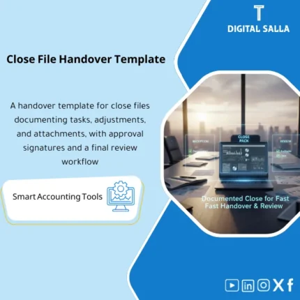 Cover of the Closing File Handover Template showing a close pack with adjustments