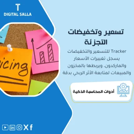 غلاف نموذج تسعير المنتجات للتجزئة يوضح تتبع الأسعار والعروض وMarkdown وحد أدنى للهامش وموافقات التسعير