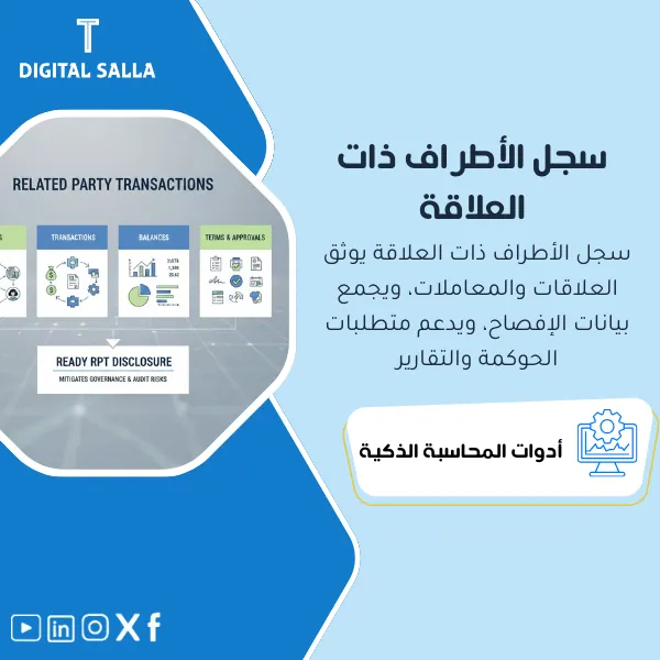 Related-Parties-Register-AR-209 غلاف سجل الأطراف ذات العلاقة يوضح توثيق الأطراف والمعاملات والأرصدة والشروط والموافقات لإفصاح RPT