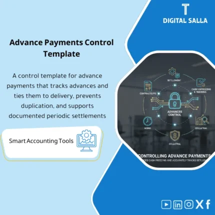 Cover of the Vendor Advance Payments Template showing linkage to contract/PO
