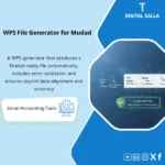 Cover of the WPS (Mudad) File Generator showing wage protection file creation with IBAN/ID validation and net pay