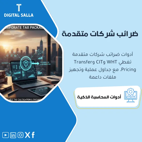 غلاف باقة ضرائب الشركات المتقدمة يعرض ضريبة الاستقطاع WHT وضريبة الدخل CIT وتوثيق Transfer Pricing