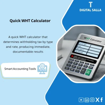 Cover of the WHT Calculator showing withholding calculation by service type/rate